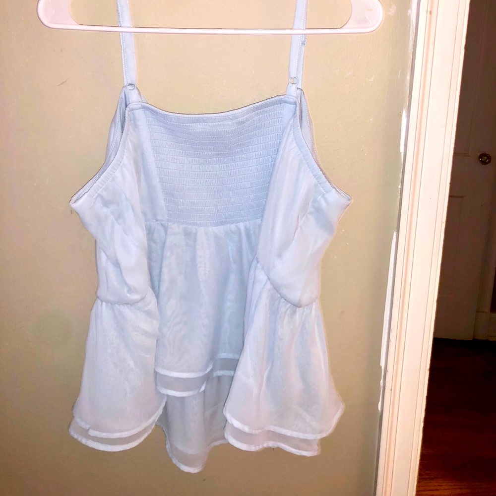 Twill Peplum Baby Blue Chiffon Top